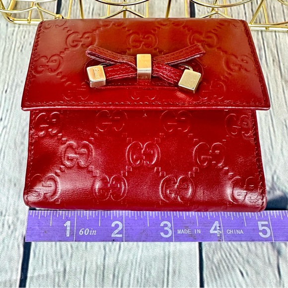 Gucci red leather mini Guccissima wallet crossbody - Picture 15 of 15